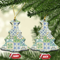 Mele Kalikimaka Hawaii Christmas Ceramic Ornament Omaomao Seamless Floral Motif - Polynesian Pride