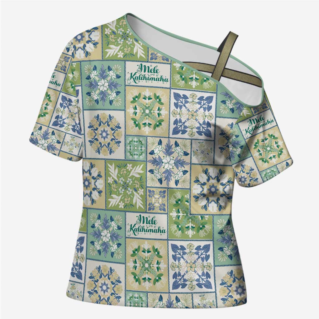 Mele Kalikimaka Hawaii Christmas Cross Shoulder Shirt Omaomao Seamless Floral Motif - Polynesian Pride