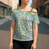 Mele Kalikimaka Hawaii Christmas Cross Shoulder Shirt Omaomao Seamless Floral Motif - Polynesian Pride