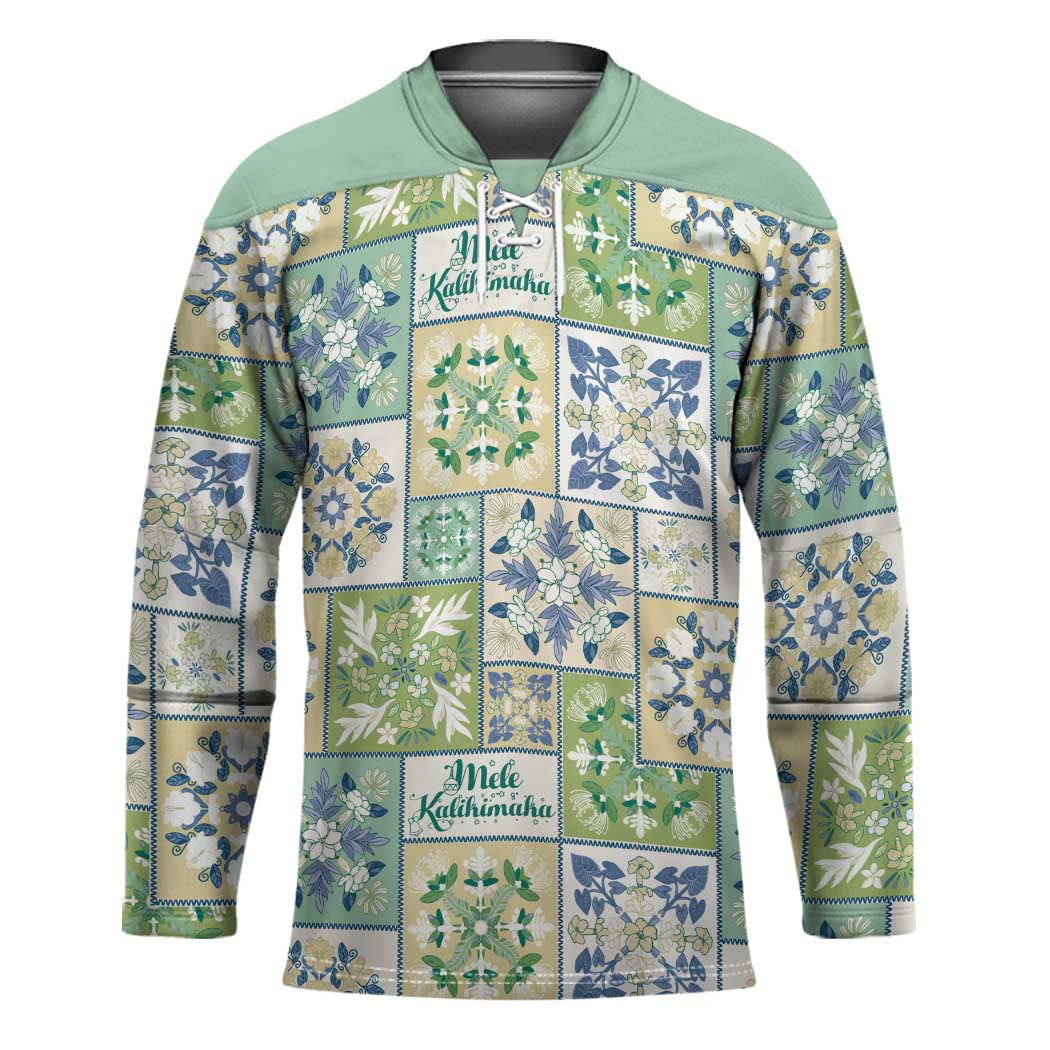 Mele Kalikimaka Hawaii Christmas Hockey Jersey Omaomao Seamless Floral Motif - Polynesian Pride