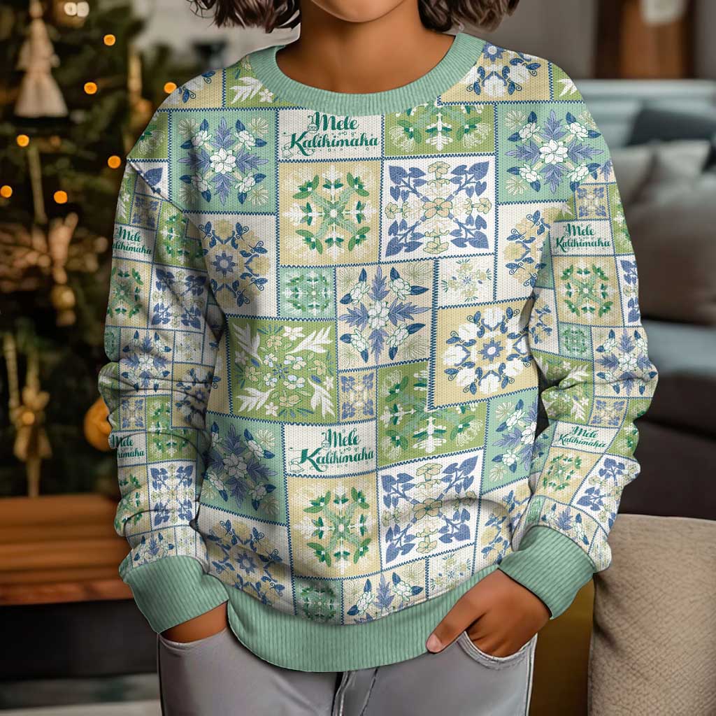 Mele Kalikimaka Hawaii Christmas Kid Ugly Christmas Sweater Omaomao Seamless Floral Motif - Polynesian Pride