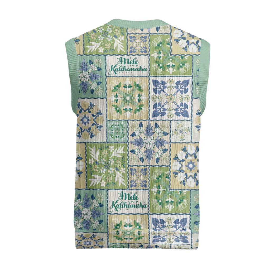 Mele Kalikimaka Hawaii Christmas Knitted V-Neck Vest Omaomao Seamless Floral Motif - Polynesian Pride