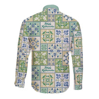 Mele Kalikimaka Hawaii Christmas Long Sleeve Button Shirt Omaomao Seamless Floral Motif - Polynesian Pride