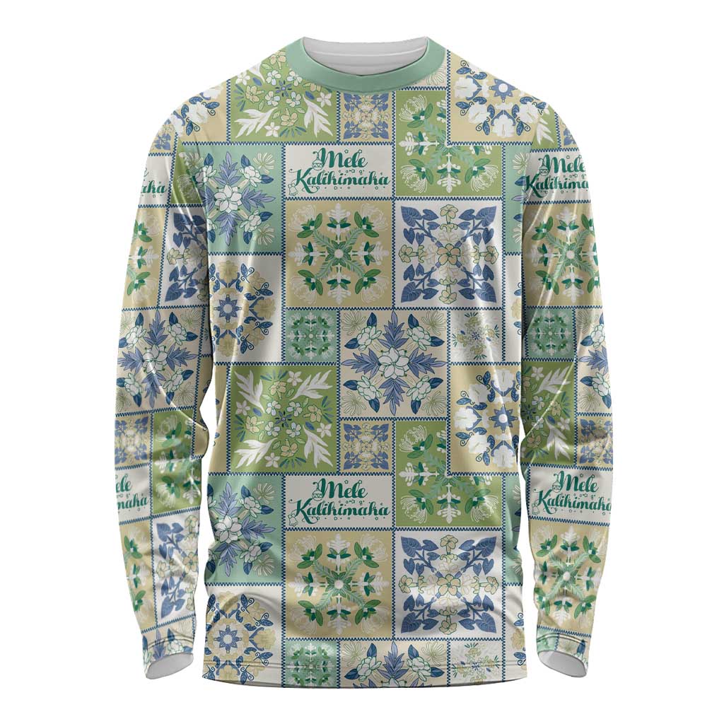Mele Kalikimaka Hawaii Christmas Long Sleeve Shirt Omaomao Seamless Floral Motif - Polynesian Pride