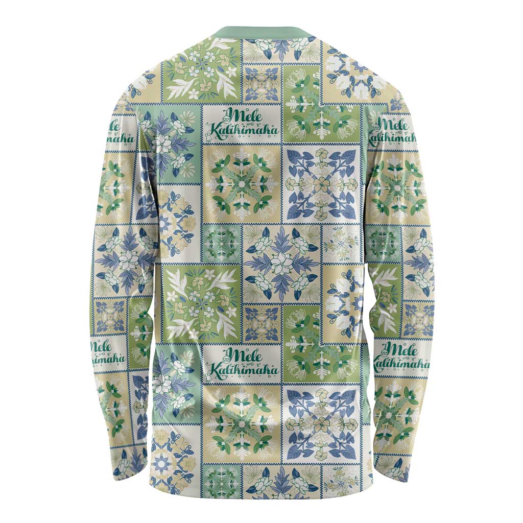 Mele Kalikimaka Hawaii Christmas Long Sleeve Shirt Omaomao Seamless Floral Motif - Polynesian Pride