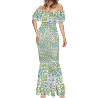 Mele Kalikimaka Hawaii Christmas Mermaid Dress Omaomao Seamless Floral Motif - Polynesian Pride