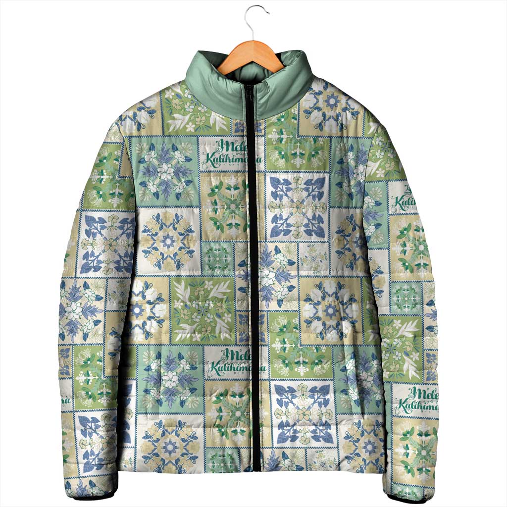Mele Kalikimaka Hawaii Christmas Padded Jacket Omaomao Seamless Floral Motif - Polynesian Pride