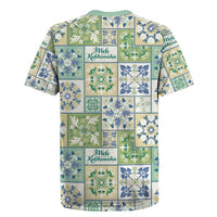 Mele Kalikimaka Hawaii Christmas Rugby Jersey Omaomao Seamless Floral Motif - Polynesian Pride