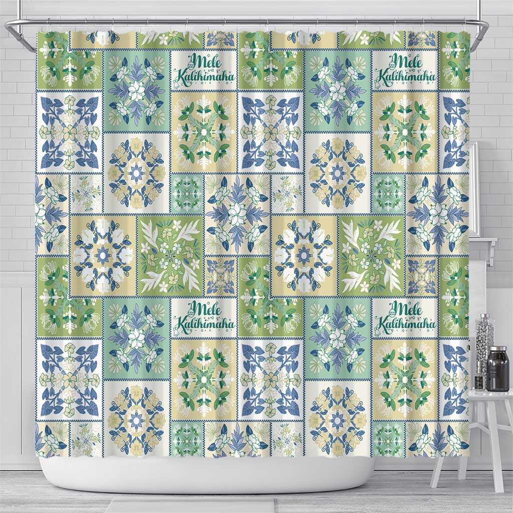 Mele Kalikimaka Hawaii Christmas Shower Curtain Omaomao Seamless Floral Motif - Polynesian Pride