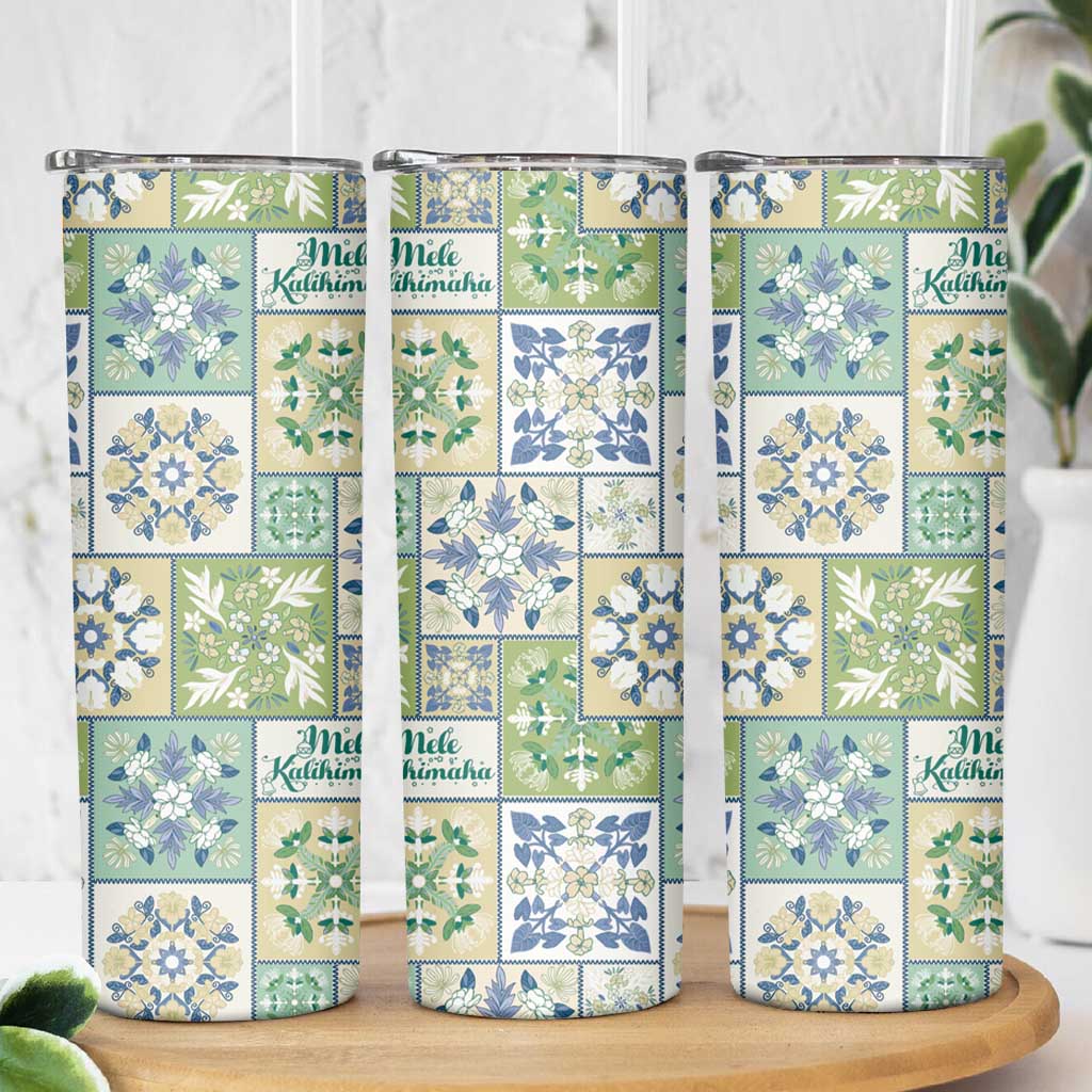 Mele Kalikimaka Hawaii Christmas Skinny Tumbler Omaomao Seamless Floral Motif - Polynesian Pride