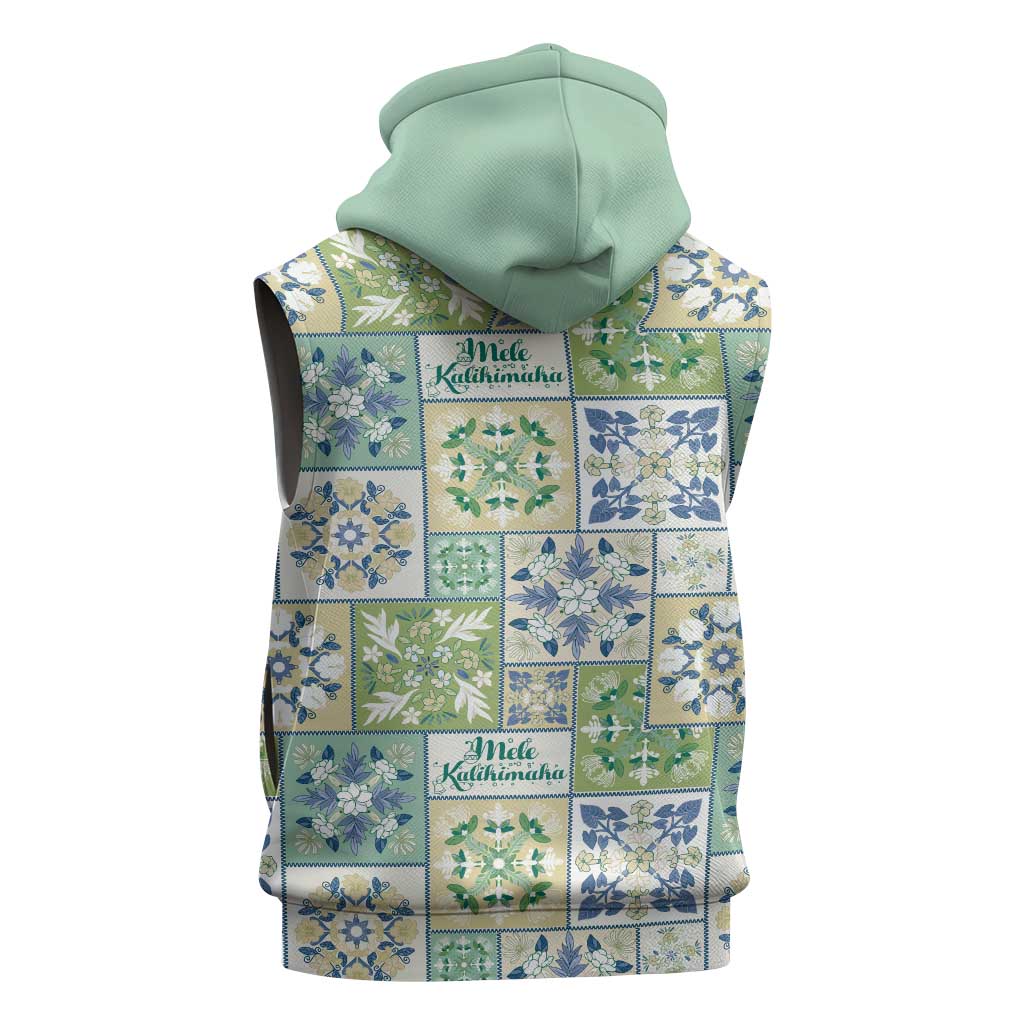 Mele Kalikimaka Hawaii Christmas Sleeveless Hoodie Omaomao Seamless Floral Motif - Polynesian Pride