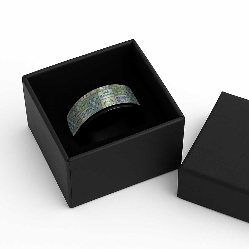 Mele Kalikimaka Hawaii Christmas Spinner Ring Omaomao Seamless Floral Motif - Polynesian Pride