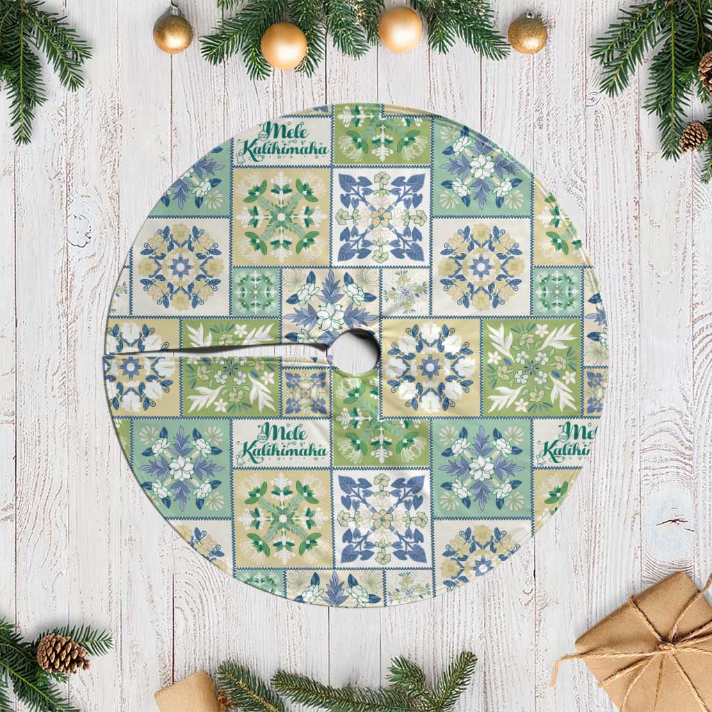 Mele Kalikimaka Hawaii Christmas Tree Skirt Omaomao Seamless Floral Motif - Polynesian Pride