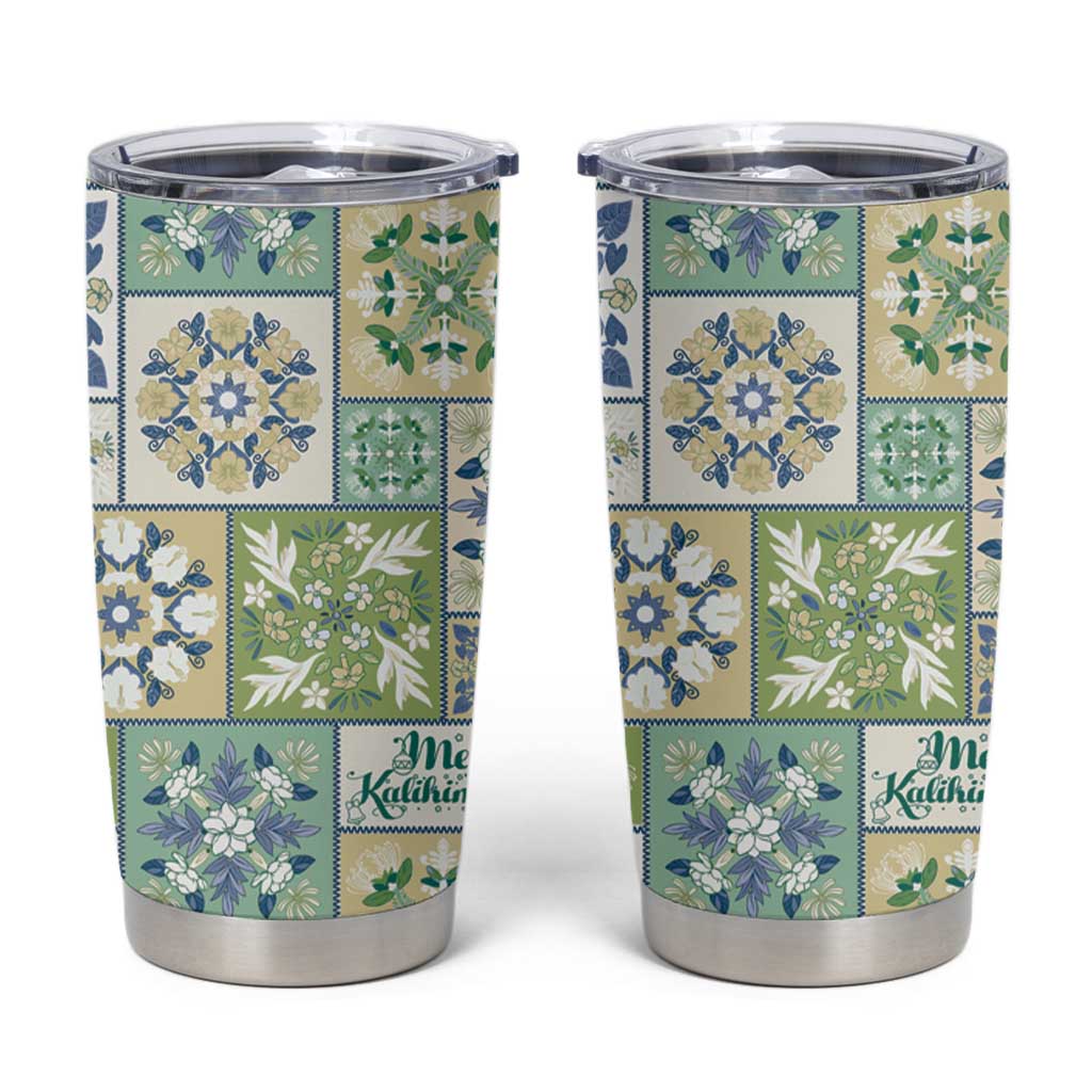 Mele Kalikimaka Hawaii Christmas Tumbler Cup Omaomao Seamless Floral Motif - Polynesian Pride