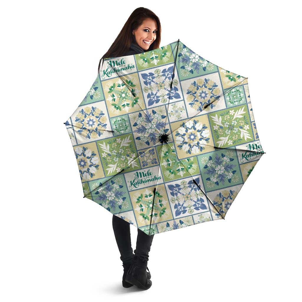 Mele Kalikimaka Hawaii Christmas Umbrella Omaomao Seamless Floral Motif - Polynesian Pride