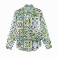 Mele Kalikimaka Hawaii Christmas Women Casual Shirt Omaomao Seamless Floral Motif - Polynesian Pride