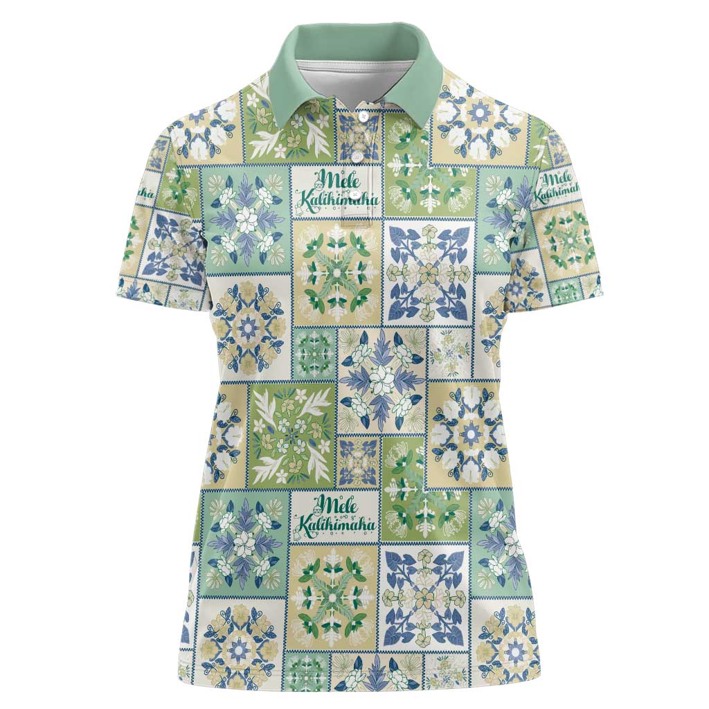 Mele Kalikimaka Hawaii Christmas Women Polo Shirt Omaomao Seamless Floral Motif - Polynesian Pride