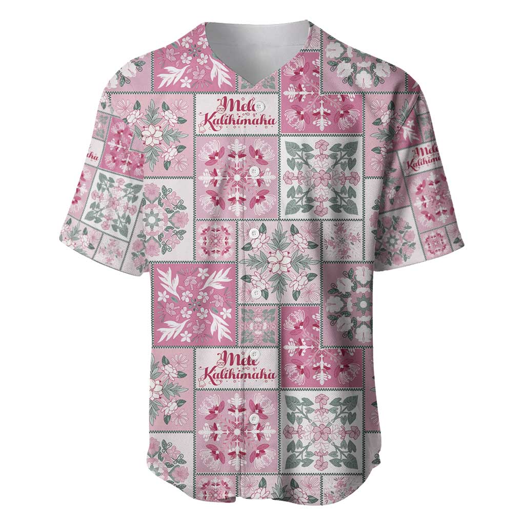 Mele Kalikimaka Hawaii Christmas Baseball Jersey Akala Seamless Floral Motif - Polynesian Pride