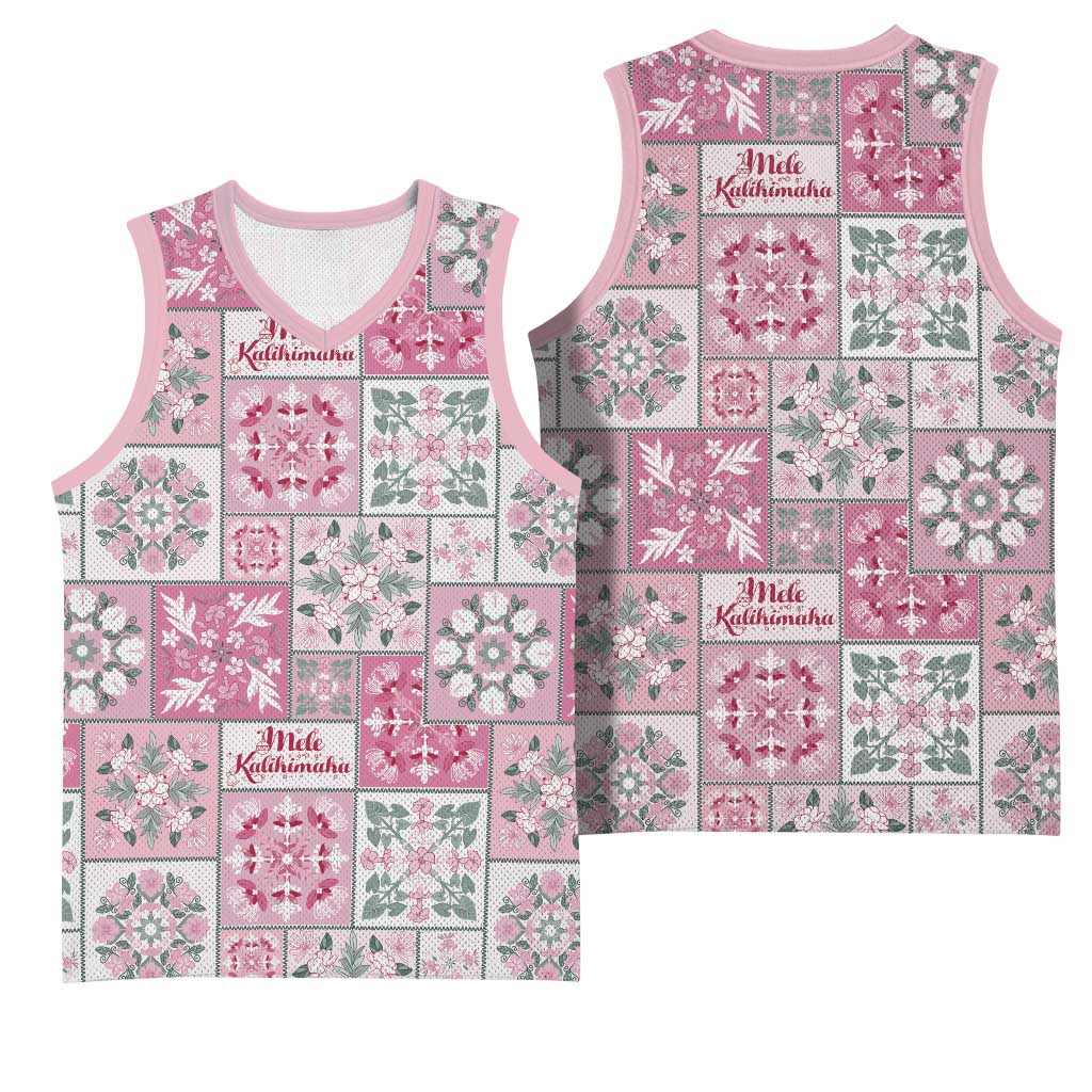Mele Kalikimaka Hawaii Christmas Basketball Jersey Akala Seamless Floral Motif - Polynesian Pride