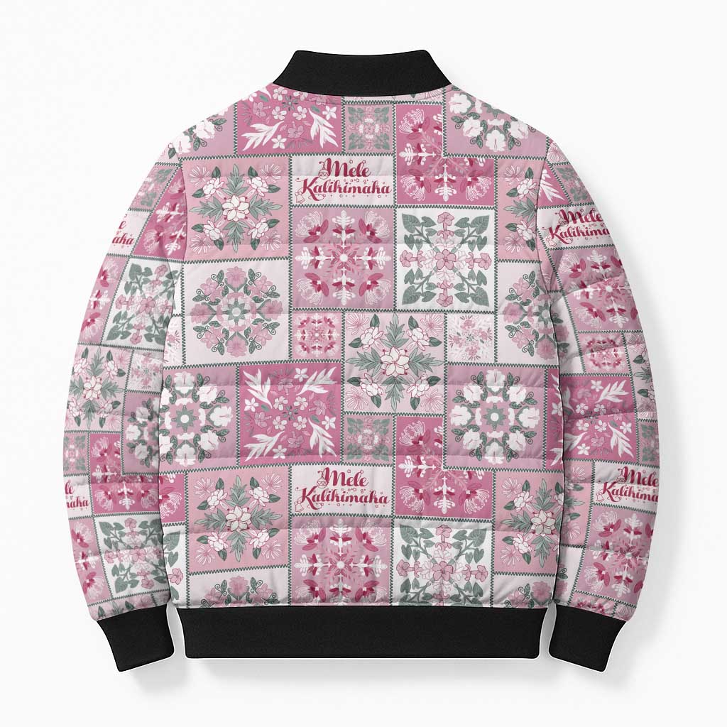 Mele Kalikimaka Hawaii Christmas Bomber Puffer Jacket Akala Seamless Floral Motif - Polynesian Pride