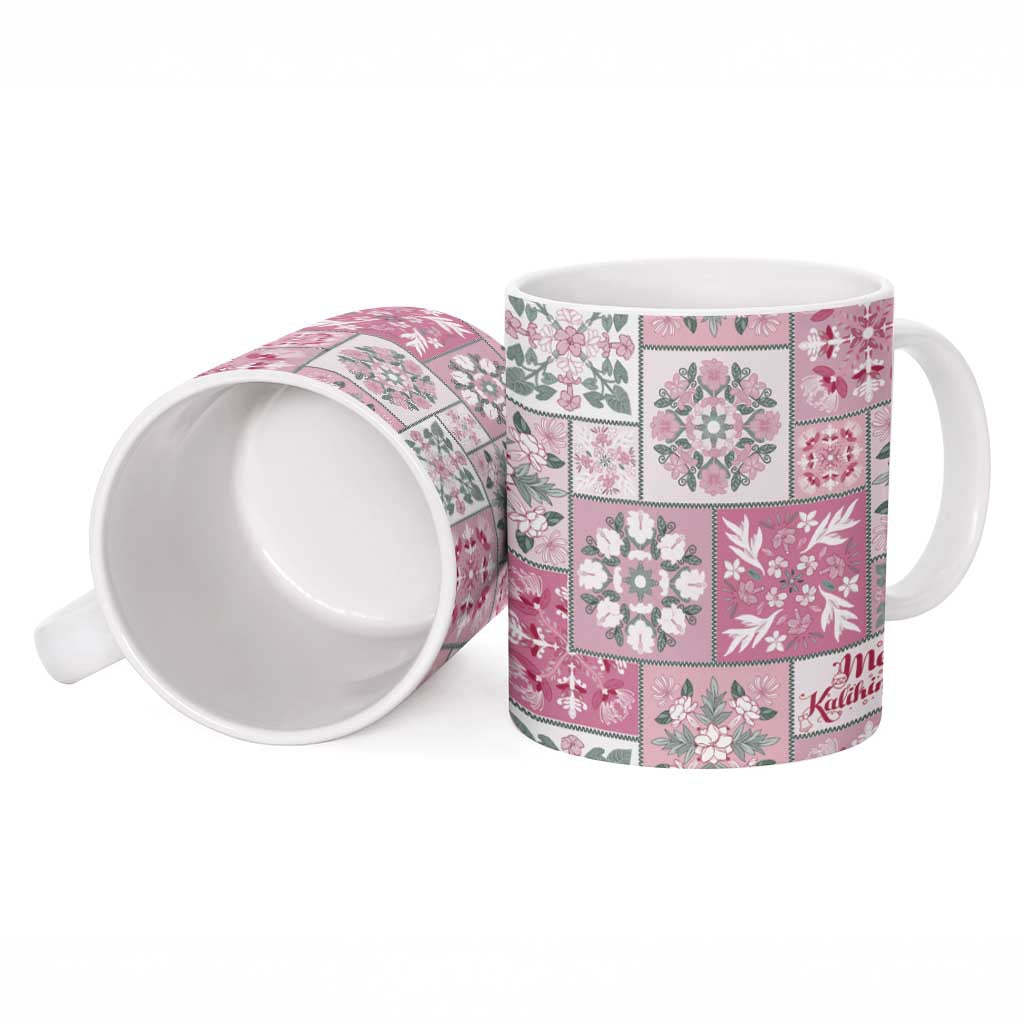 Mele Kalikimaka Hawaii Christmas Ceramic Mug Akala Seamless Floral Motif - Polynesian Pride