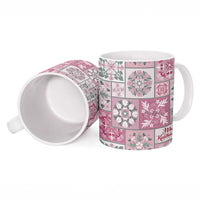 Mele Kalikimaka Hawaii Christmas Ceramic Mug Akala Seamless Floral Motif - Polynesian Pride