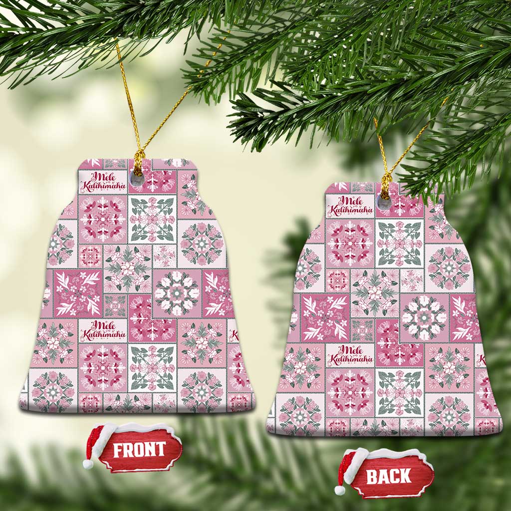Mele Kalikimaka Hawaii Christmas Ceramic Ornament Akala Seamless Floral Motif - Polynesian Pride