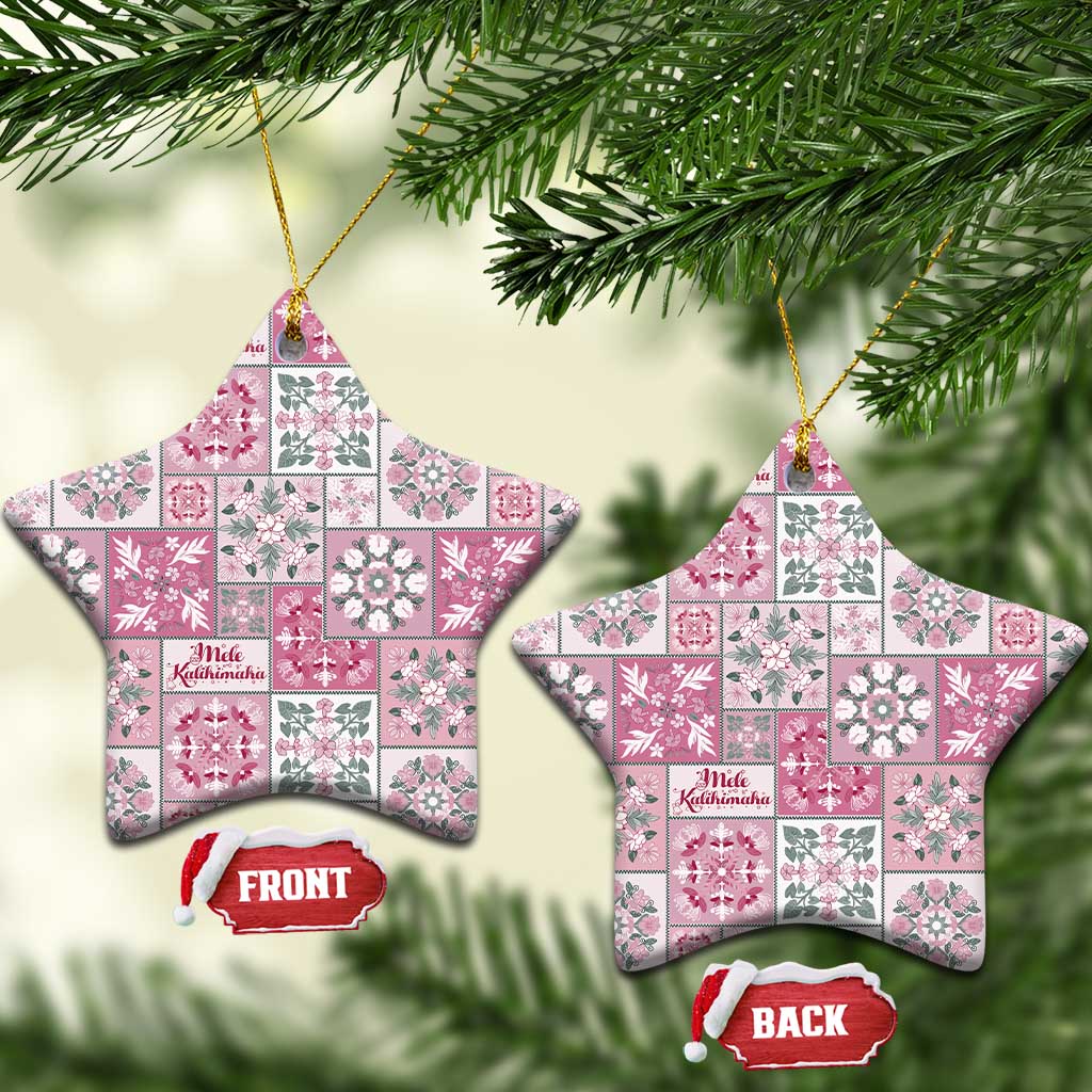 Mele Kalikimaka Hawaii Christmas Ceramic Ornament Akala Seamless Floral Motif - Polynesian Pride