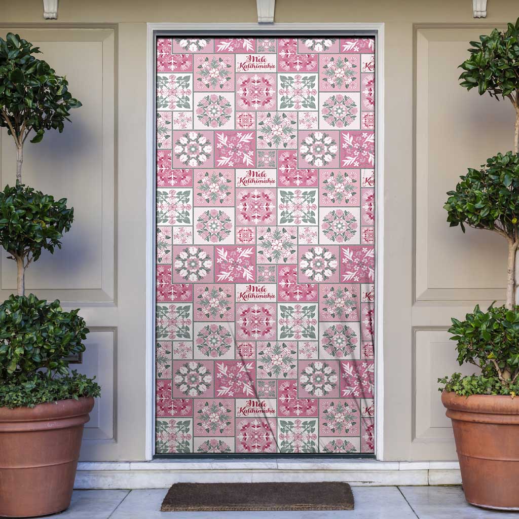 Mele Kalikimaka Hawaii Christmas Door Cover Akala Seamless Floral Motif - Polynesian Pride