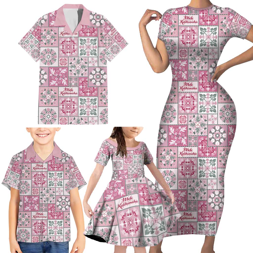Mele Kalikimaka Hawaii Christmas Family Matching Short Sleeve Bodycon Dress and Hawaiian Shirt Akala Seamless Floral Motif - Polynesian Pride