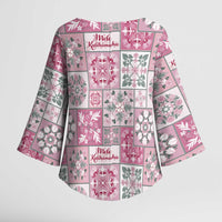 Mele Kalikimaka Hawaii Christmas Kimono Sleeve Blouse Akala Seamless Floral Motif - Polynesian Pride