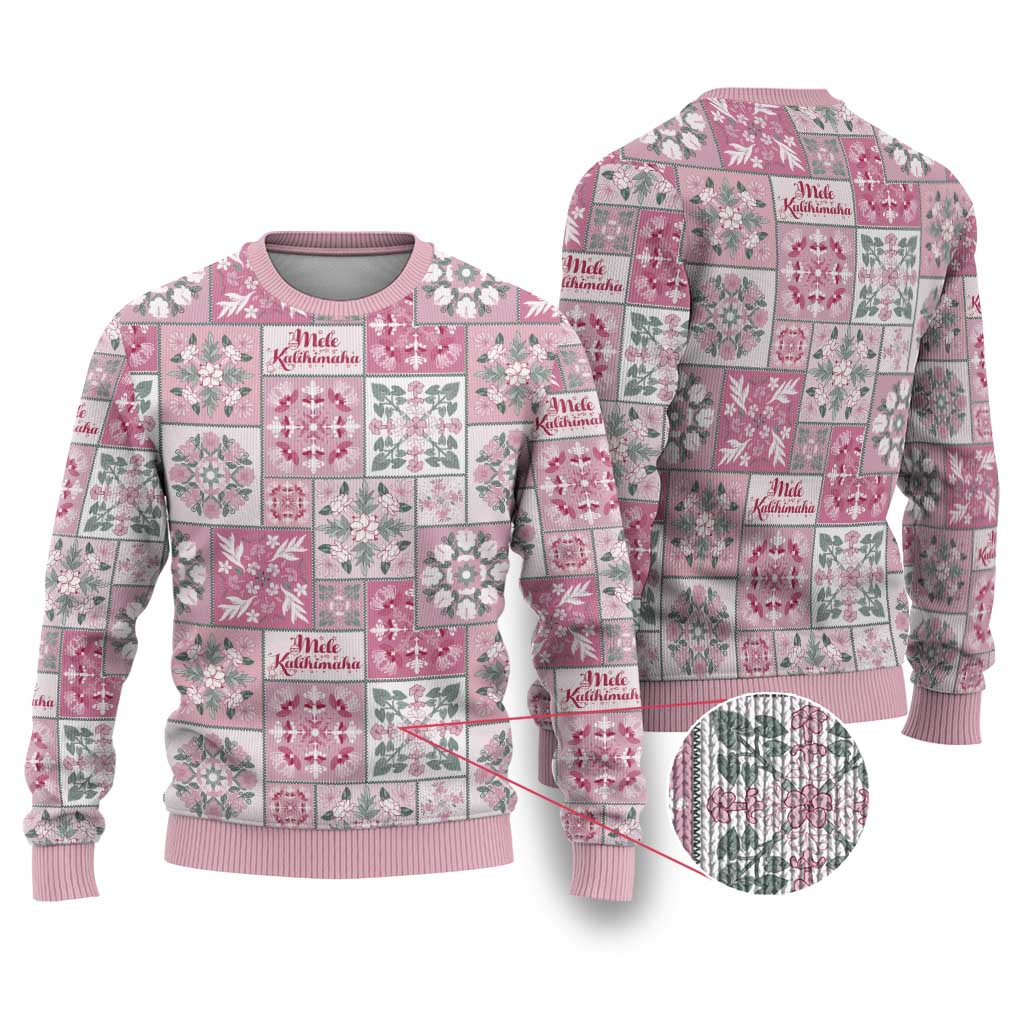 Mele Kalikimaka Hawaii Christmas Ugly Christmas Sweater Akala Seamless Floral Motif LT9 Pink - Polynesian Pride