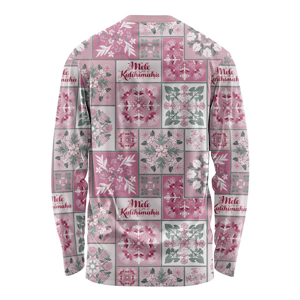 Mele Kalikimaka Hawaii Christmas Long Sleeve Shirt Akala Seamless Floral Motif - Polynesian Pride