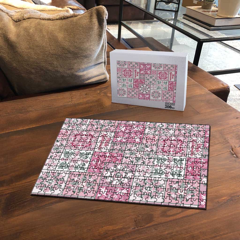 Mele Kalikimaka Hawaii Christmas Puzzle Akala Seamless Floral Motif - Polynesian Pride