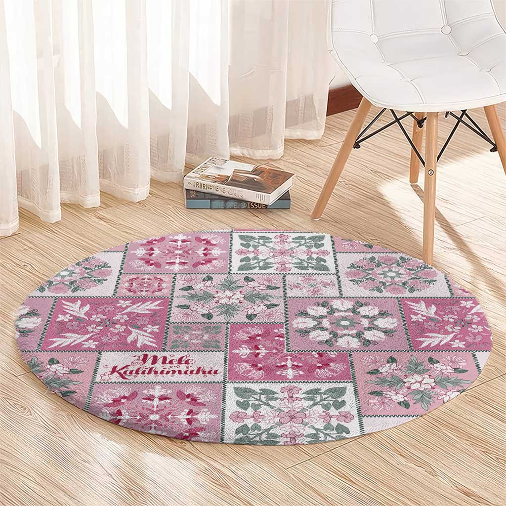 Mele Kalikimaka Hawaii Christmas Round Carpet Akala Seamless Floral Motif - Polynesian Pride