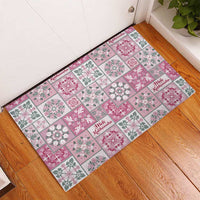 Mele Kalikimaka Hawaii Christmas Rubber Doormat Akala Seamless Floral Motif - Polynesian Pride