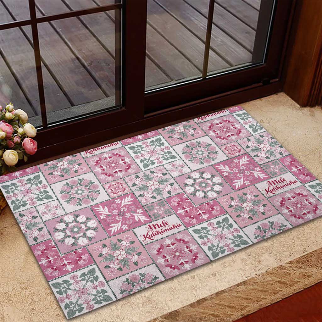 Mele Kalikimaka Hawaii Christmas Rubber Doormat Akala Seamless Floral Motif - Polynesian Pride