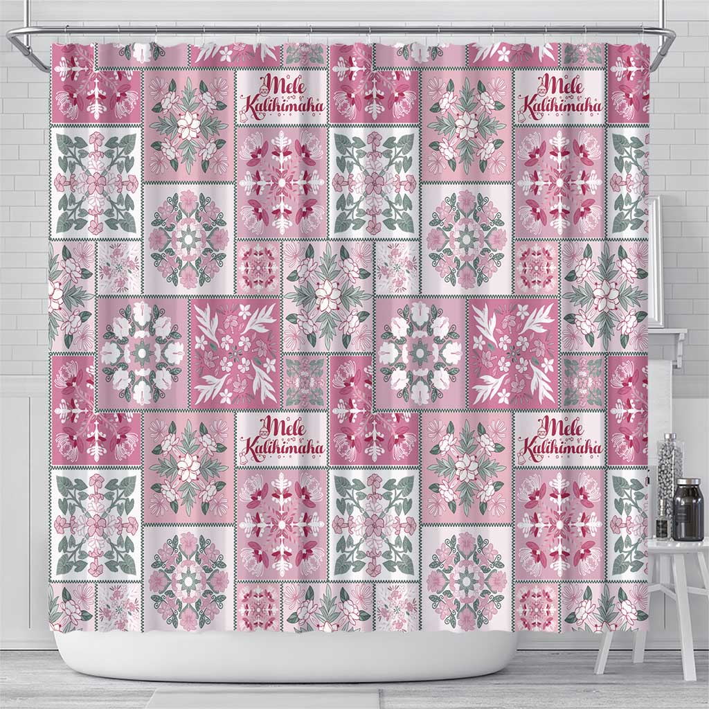 Mele Kalikimaka Hawaii Christmas Shower Curtain Akala Seamless Floral Motif - Polynesian Pride