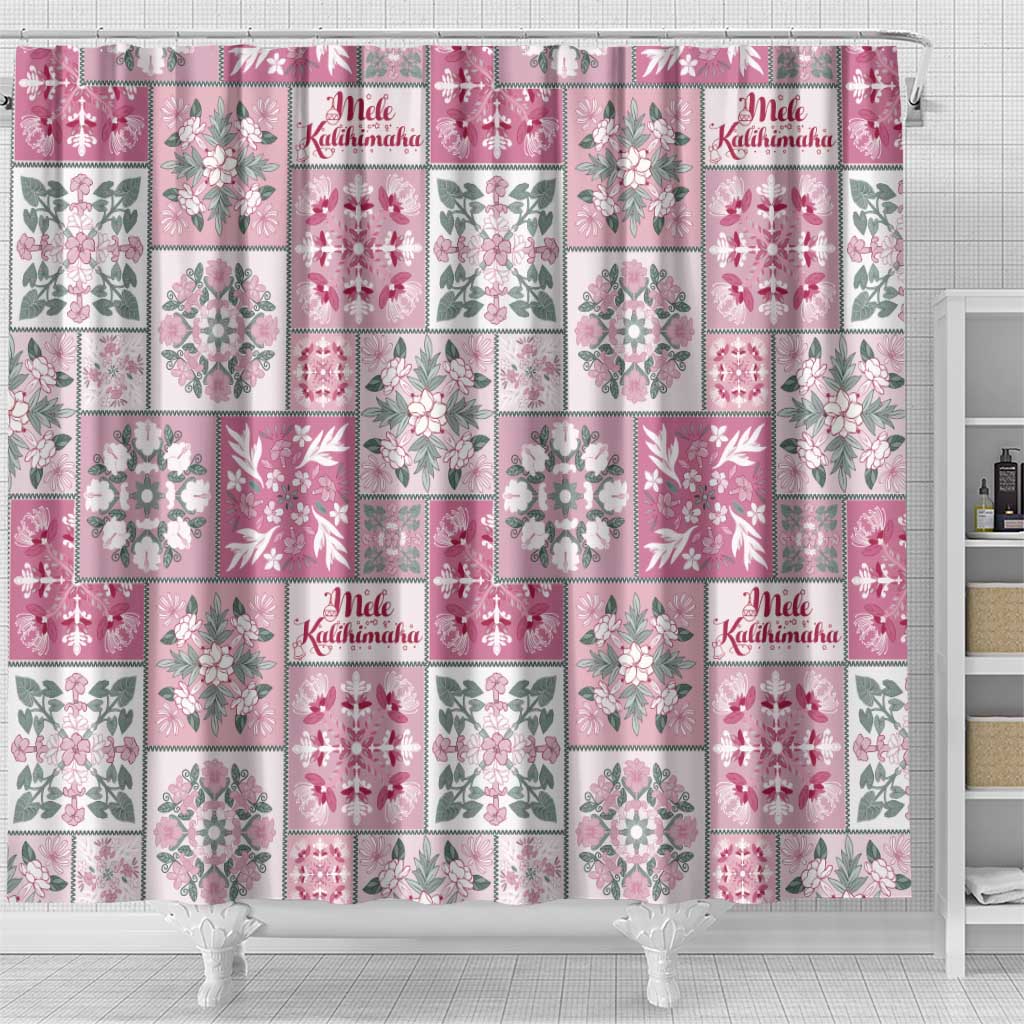 Mele Kalikimaka Hawaii Christmas Shower Curtain Akala Seamless Floral Motif - Polynesian Pride