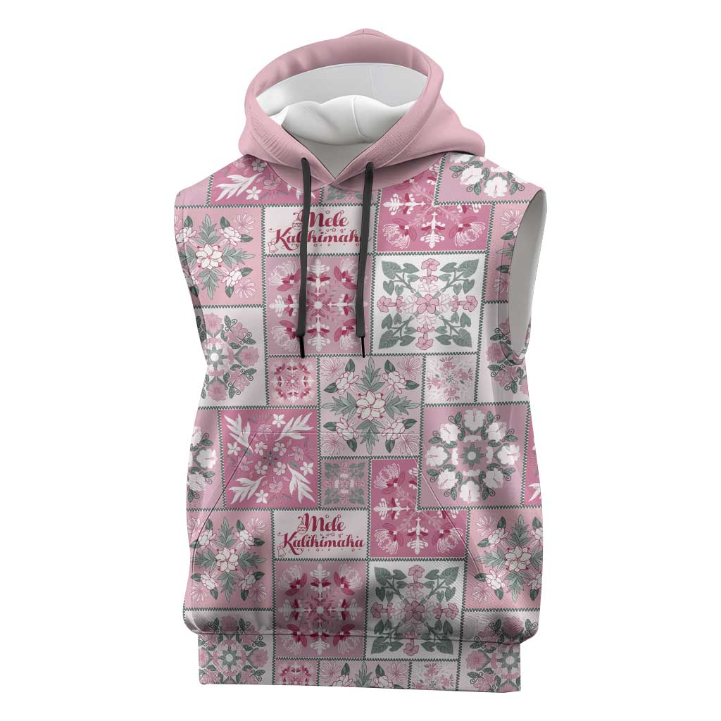 Mele Kalikimaka Hawaii Christmas Sleeveless Hoodie Akala Seamless Floral Motif - Polynesian Pride