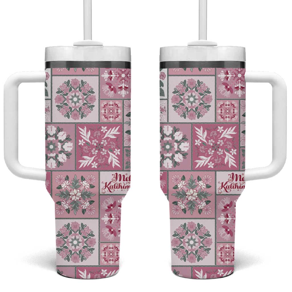 Mele Kalikimaka Hawaii Christmas Tumbler With Handle Akala Seamless Floral Motif - Polynesian Pride