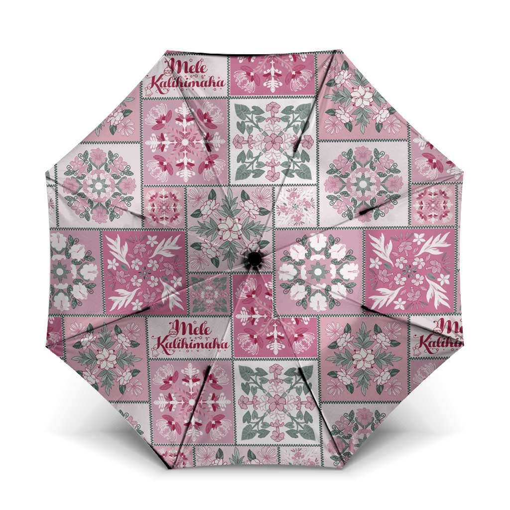 Mele Kalikimaka Hawaii Christmas Umbrella Akala Seamless Floral Motif - Polynesian Pride