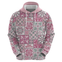 Mele Kalikimaka Hawaii Christmas Zip Hoodie Akala Seamless Floral Motif - Polynesian Pride