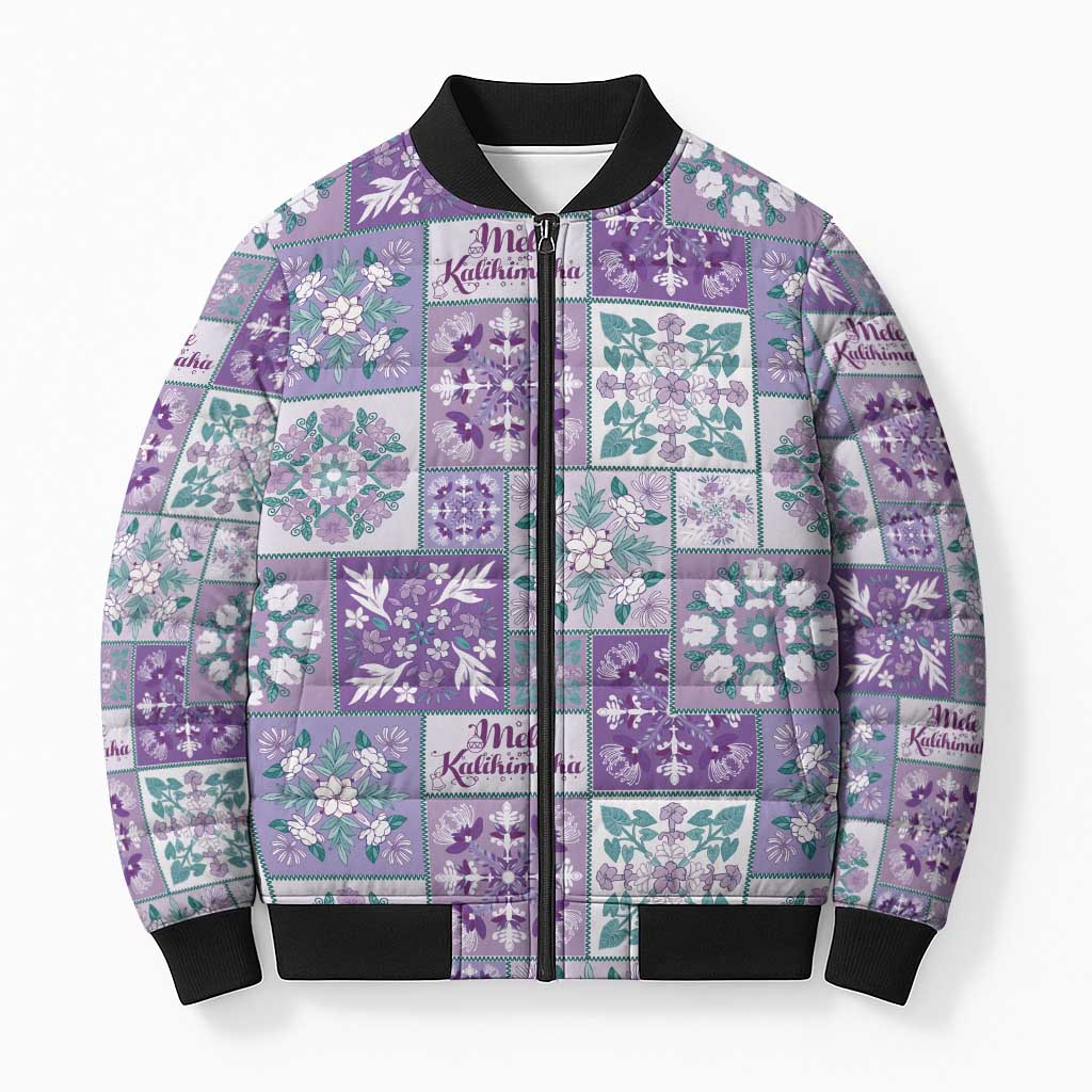 Mele Kalikimaka Hawaii Christmas Bomber Puffer Jacket Poni Seamless Floral Motif - Polynesian Pride