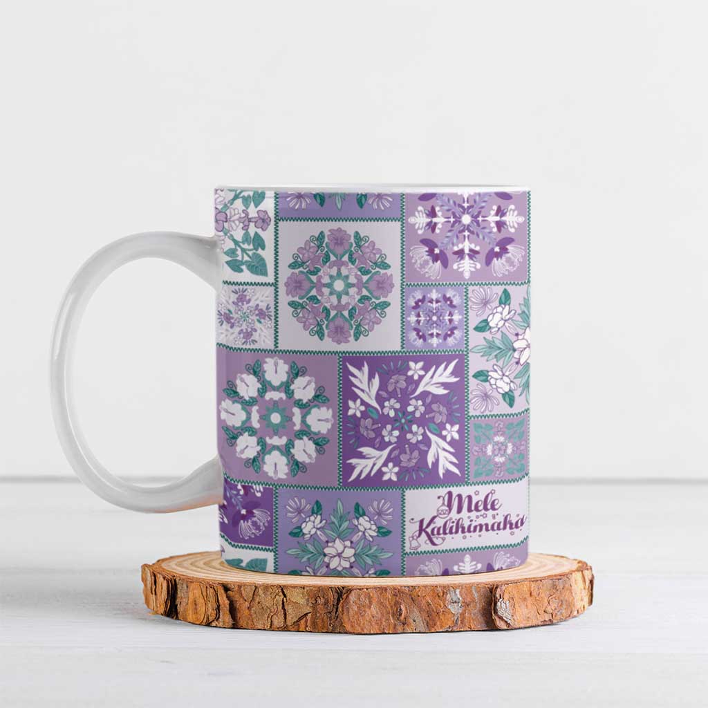 Mele Kalikimaka Hawaii Christmas Ceramic Mug Poni Seamless Floral Motif - Polynesian Pride