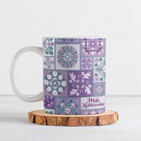Mele Kalikimaka Hawaii Christmas Ceramic Mug Poni Seamless Floral Motif - Polynesian Pride