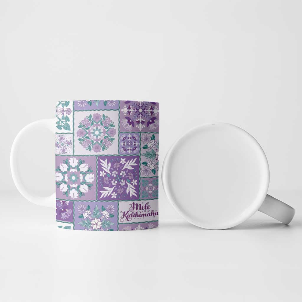 Mele Kalikimaka Hawaii Christmas Ceramic Mug Poni Seamless Floral Motif - Polynesian Pride