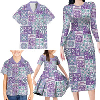 Mele Kalikimaka Hawaii Christmas Family Matching Long Sleeve Bodycon Dress and Hawaiian Shirt Poni Seamless Floral Motif - Polynesian Pride