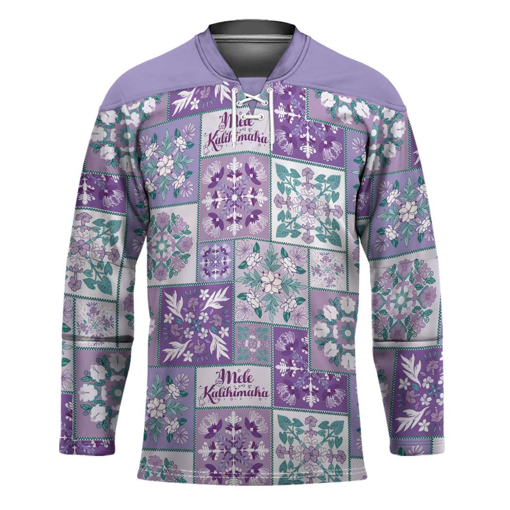 Mele Kalikimaka Hawaii Christmas Hockey Jersey Poni Seamless Floral Motif - Polynesian Pride
