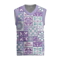Mele Kalikimaka Hawaii Christmas Knitted V-Neck Vest Poni Seamless Floral Motif - Polynesian Pride